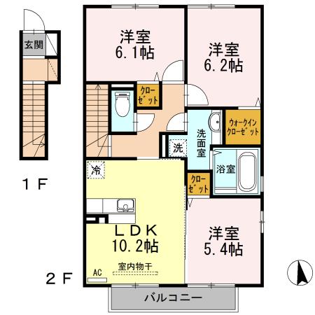 メリーフォレスト(3LDK/2階)の間取り写真