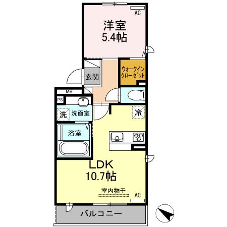 シェラール・インター(1LDK/2階)の間取り写真