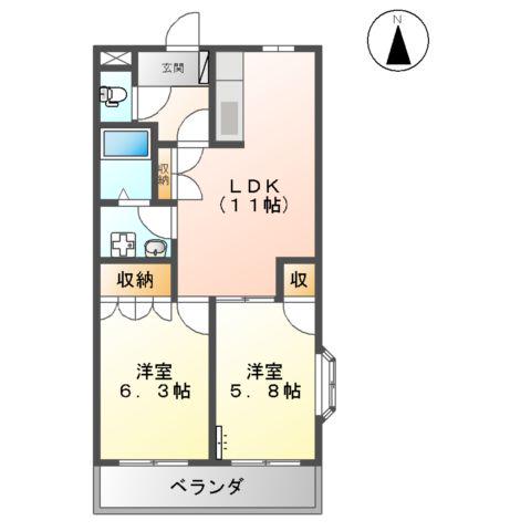 サンフィット・プレイス(2LDK/2階)の間取り写真