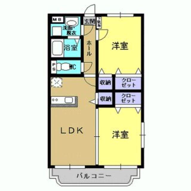 プロムナードI(2LDK/2階)の間取り写真