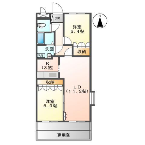 LIBERTYSHINE(2LDK/1階)の間取り写真