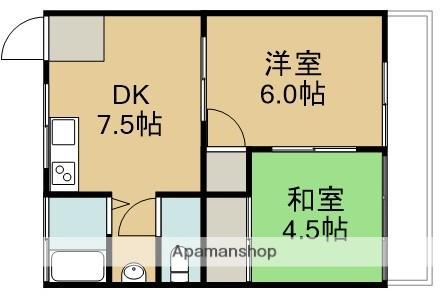 山下アパート1号棟(2DK/2階)の間取り写真