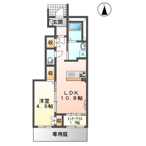 KURENAI(1LDK/1階)の間取り写真