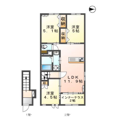 アメニティ O(3LDK/2階)の間取り写真