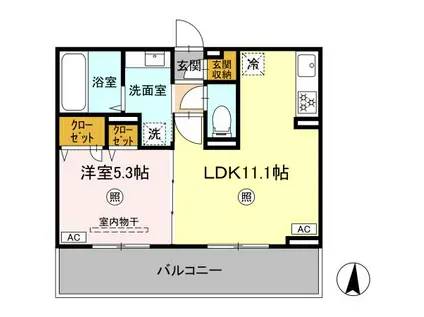 オッツ野田1丁目(1LDK/2階)の間取り写真