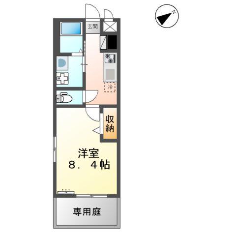 TIEDE HOUSE・K(1K/1階)の間取り写真