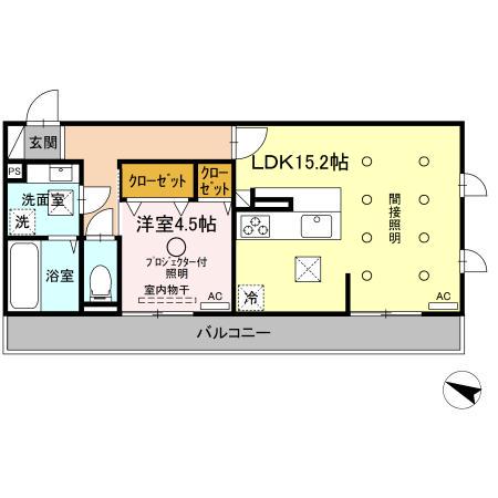 Dプレイス 八王寺(1LDK/1階)の間取り写真