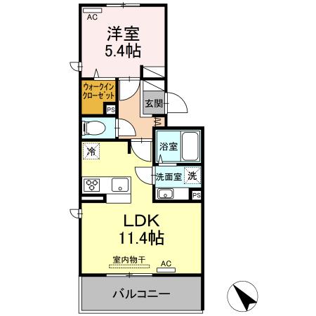 ボナール・ユキ(1LDK/3階)の間取り写真