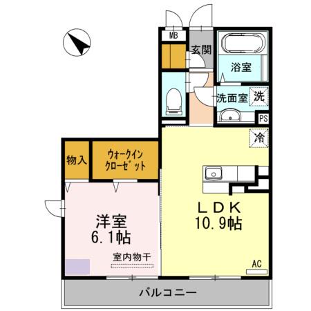 ディアコート・宙(1LDK/2階)の間取り写真