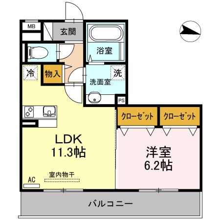 コスモスハウス菊陽(1LDK/3階)の間取り写真