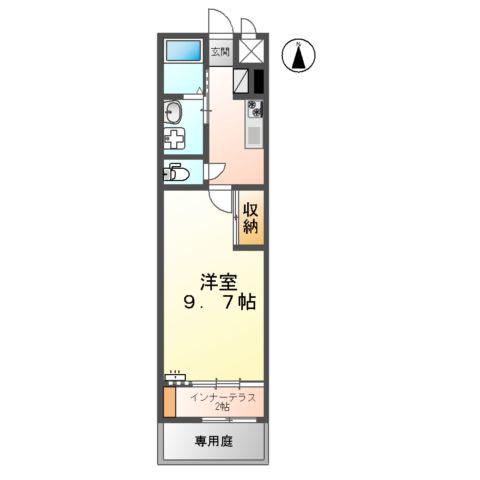 サンウイング(1K/1階)の間取り写真