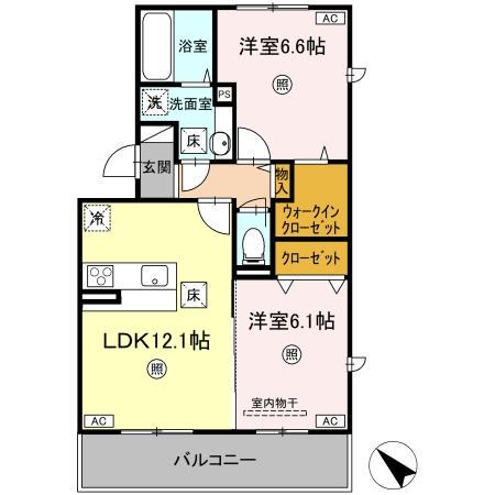 TSコート広崎(2LDK/1階)の間取り写真