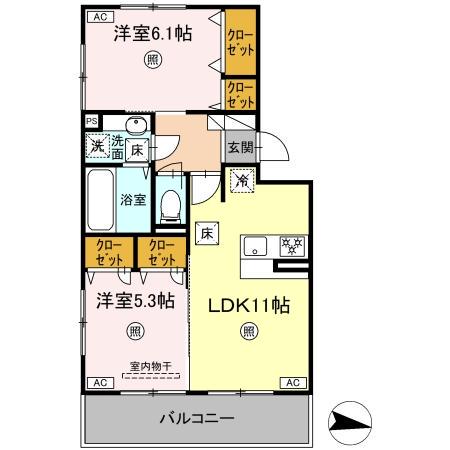 コートドール7(2LDK/1階)の間取り写真