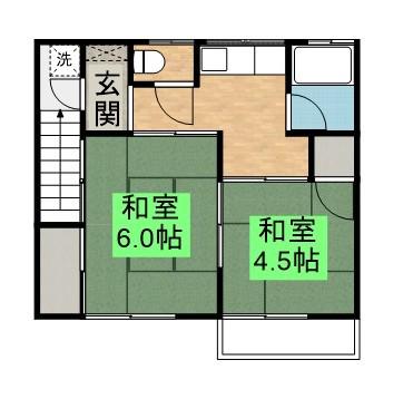 上田アパート(2K/2階)の間取り写真