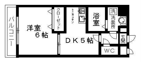 プレジデンシャル白山(1DK/1階)の間取り写真