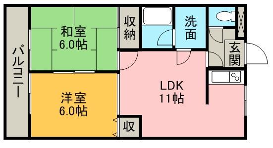 グレイスヴィラ(2LDK/1階)の間取り写真