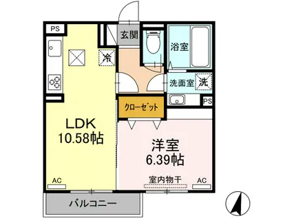 サニーハイツ(1LDK/1階)の間取り写真