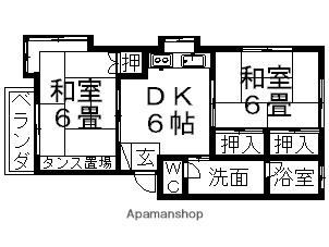 上田アパート(2DK/2階)の間取り写真