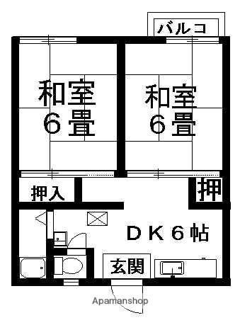 コーポ秋丸(2DK/2階)の間取り写真