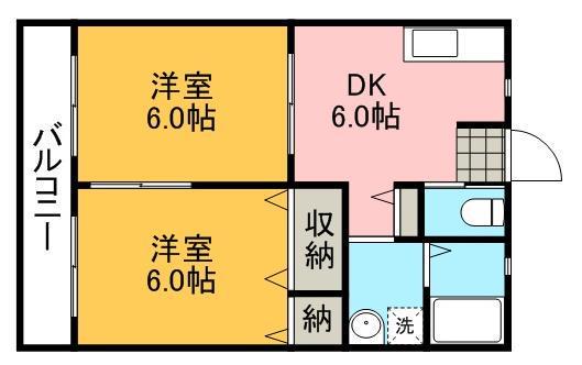 マドレカーサ(2DK/1階)の間取り写真