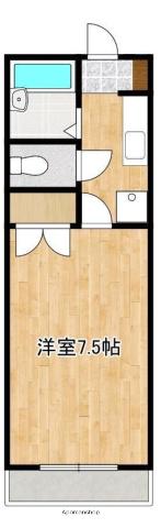 モイセス花立A棟(1K/1階)の間取り写真