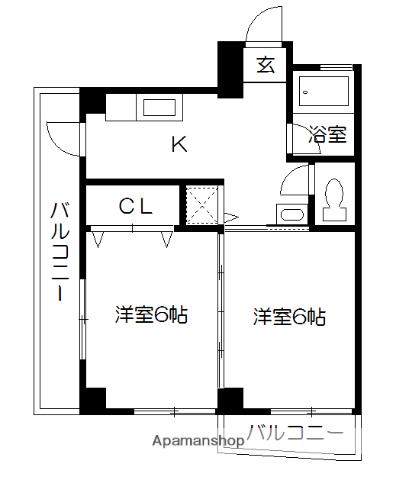 コーポ嘉悦(2K/2階)の間取り写真