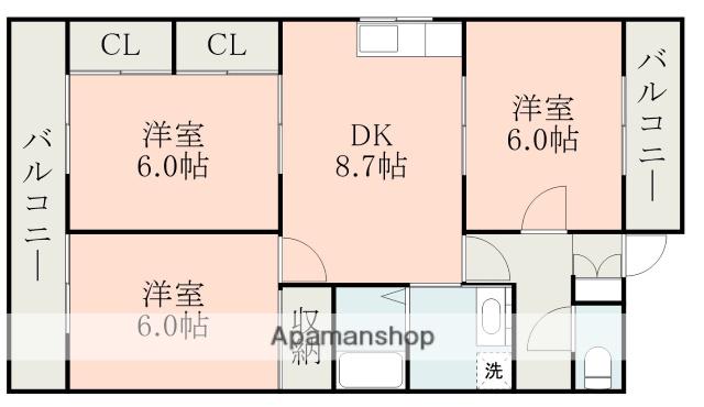 アペックスライフ千場壱番館(3DK/3階)の間取り写真