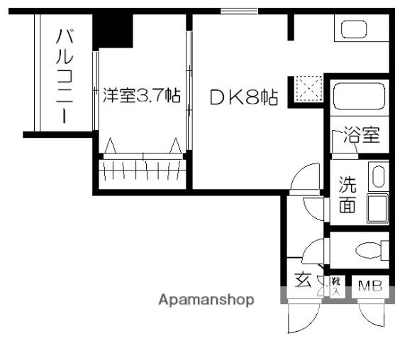 TWK神水(1DK/3階)の間取り写真