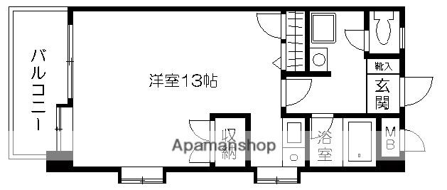 鶴の茶屋五番館(ワンルーム/4階)の間取り写真