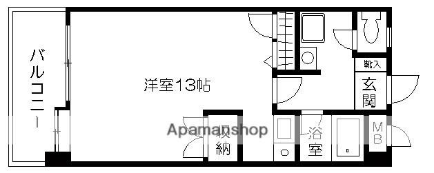 鶴の茶屋五番館(ワンルーム/3階)の間取り写真