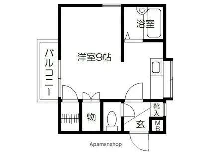 タキタハイツオーロラ(1K/1階)の間取り写真
