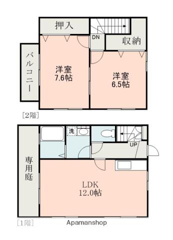 ハミングYOUハイツ(2LDK/2階)の間取り写真