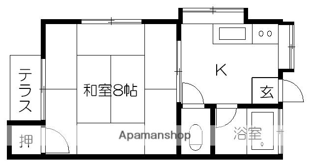 梅田アパート(1K/1階)の間取り写真