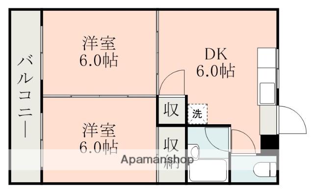 モイセスホワイトリバー(2DK/2階)の間取り写真