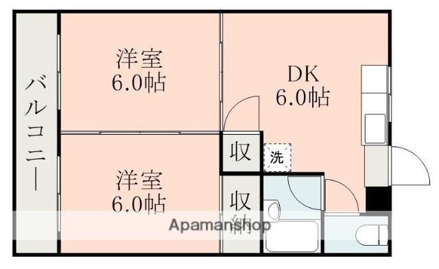 モイセスホワイトリバー(2DK/2階)の間取り写真