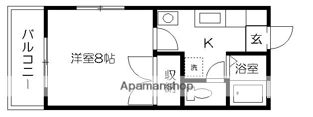 Yコーポ渡鹿(1K/2階)の間取り写真
