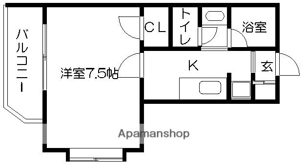 ロイヤル九品寺(1K/3階)の間取り写真