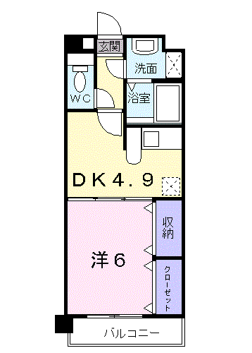 レルベ保田窪(1DK/5階)の間取り写真