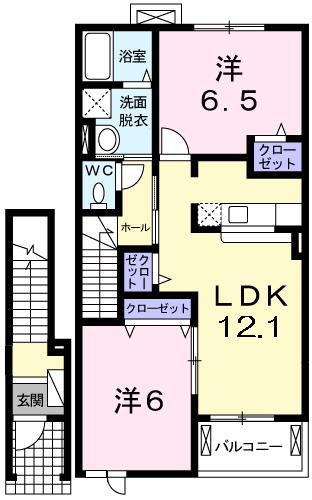 ホープレジデンス(2LDK/2階)の間取り写真