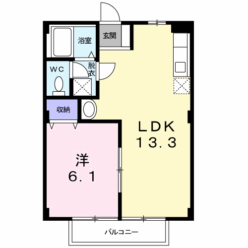松岡ハイツA(1LDK/2階)の間取り写真