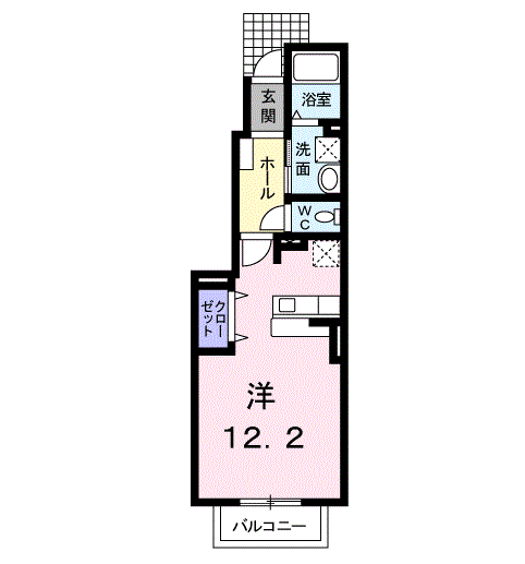 レイクグリーン(ワンルーム/1階)の間取り写真