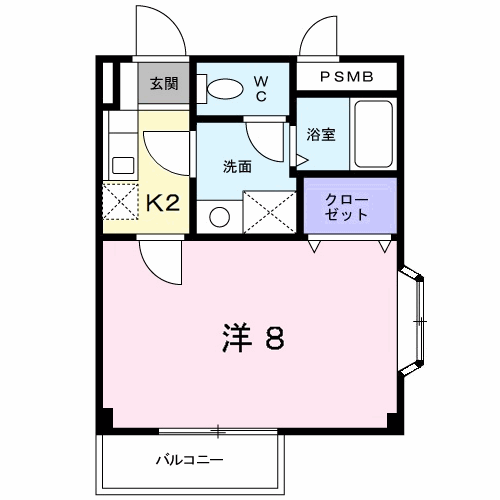ボヌールⅡ(1K/2階)の間取り写真
