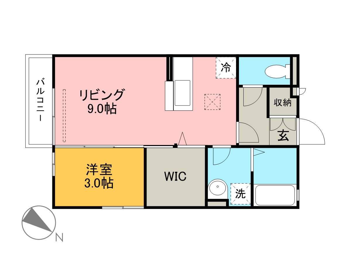 グランモア津久礼(1LDK/2階)の間取り写真
