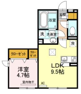コンフィデンスK.S近見(1LDK/1階)の間取り写真