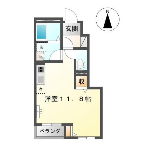 クオーレ津浦町(ワンルーム/1階)の間取り写真