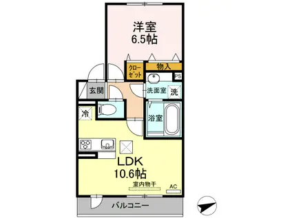 D-ROOM寺原(1LDK/1階)の間取り写真