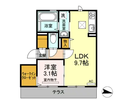 D・プレヴェイルⅡ(1LDK/1階)の間取り写真