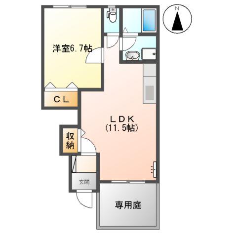 レアルA(1LDK/1階)の間取り写真