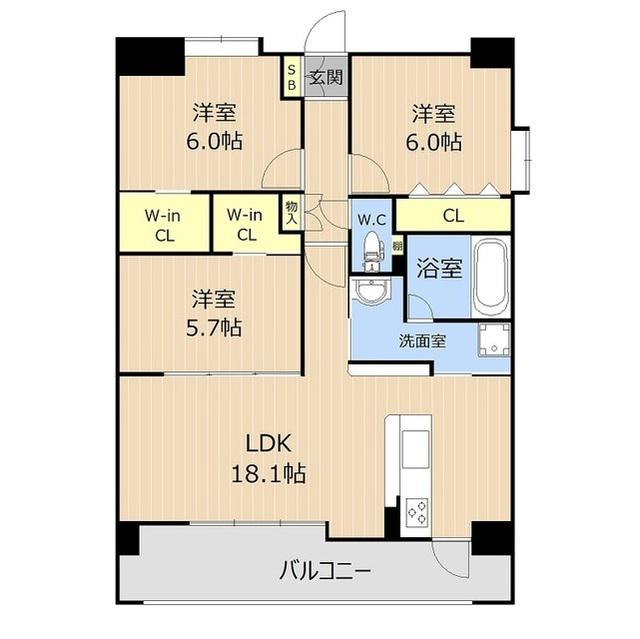 LIBTH平成駅前(3LDK/5階)の間取り写真
