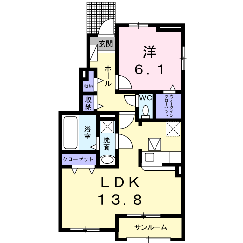クレールⅤ A(1LDK/1階)の間取り写真